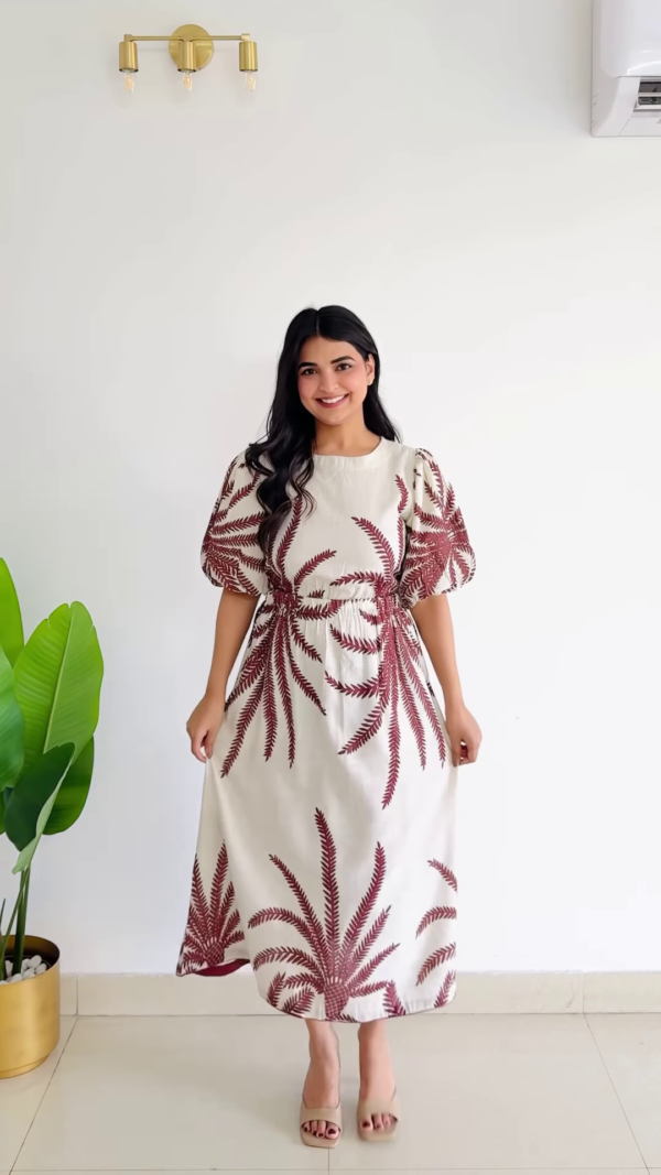Vanilla Meadow: Wrap-Style Botanical Midi Dress