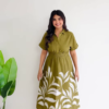 Vanilla Meadow: Wrap-Style Botanical Midi Dress