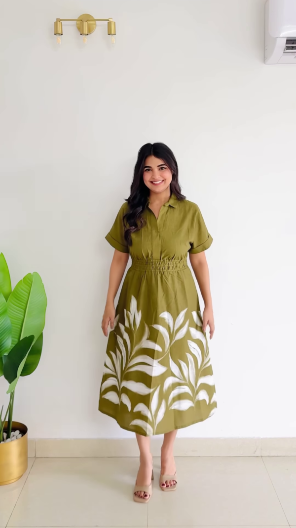 Vanilla Meadow: Wrap-Style Botanical Midi Dress
