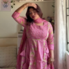 Orchid Grace: Floral Printed Cotton Alia-Cut Kurta Set
