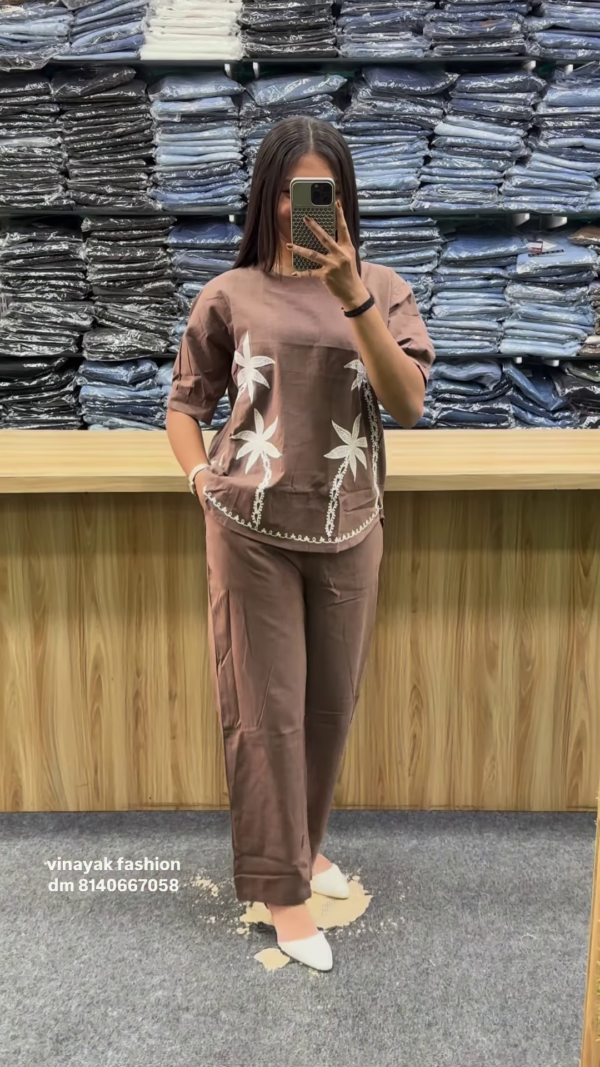 Olive Green Floral Embroidered Co-Ord Set