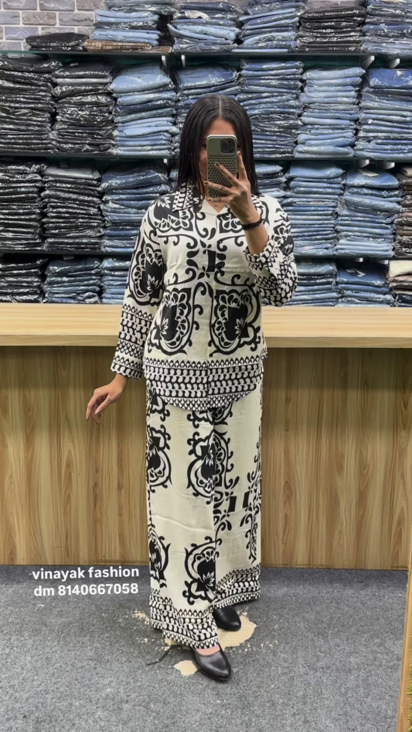 Monochrome Elegance Printed Co-ord Set