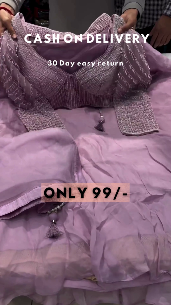 Lilac Enchantment: Heavily Embellished Designer Lehenga Choli Set