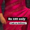 Magenta Radiance: Sequined Striped Satin-Sark Saree Set