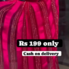 Magenta Radiance: Sequined Striped Satin-Sark Saree Set
