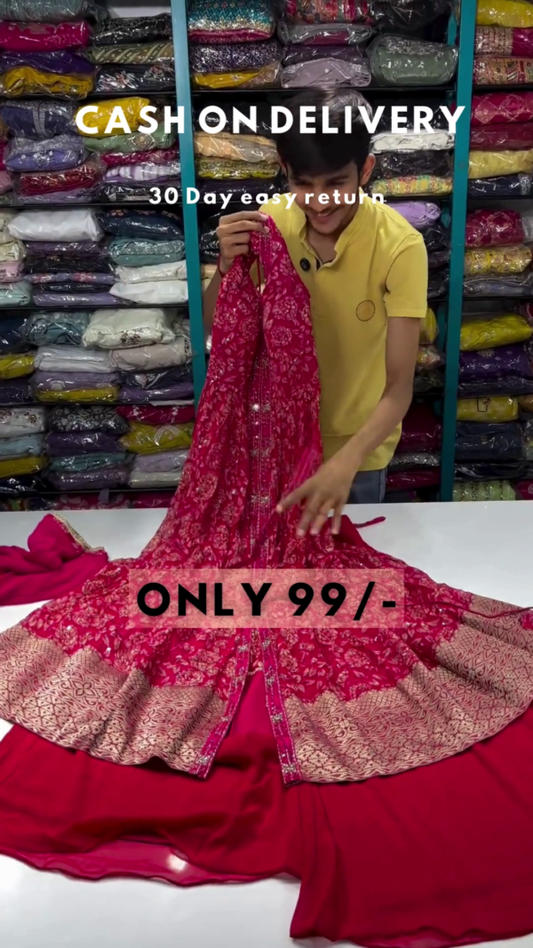 8006-6.png Fuchsia Royalty: Embroidered Floral Anarkali & Lehenga Set