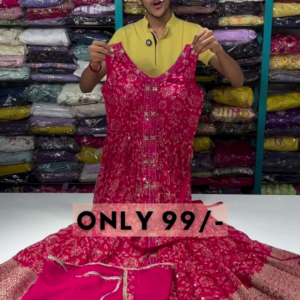 Fuchsia Royalty: Embroidered Floral Anarkali & Lehenga Set