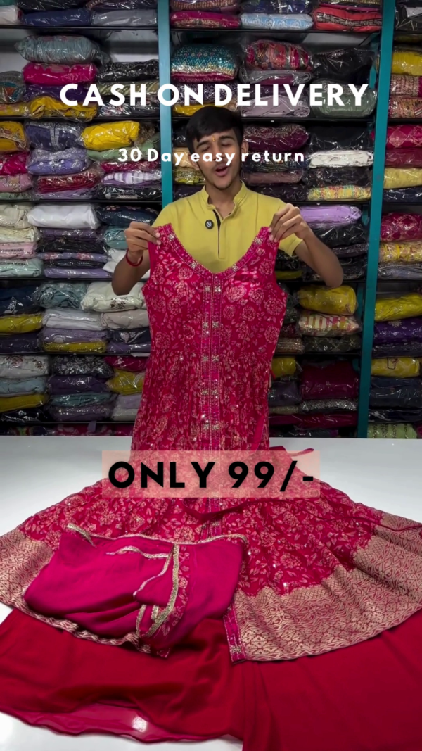 8006-7.png Fuchsia Royalty: Embroidered Floral Anarkali & Lehenga Set