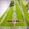Lime Zest: Embroidered Woven Lehenga Choli Set