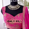 Sunset Blossom: Zari Embroidered Pink & Orange Lehenga Choli Set