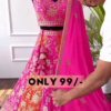Sunset Blossom: Zari Embroidered Pink & Orange Lehenga Choli Set