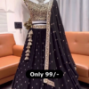 Midnight Shimmer: Heavily Sequined Black & Gold Lehenga Choli Set