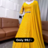 Canary Radiance: Chikankari & Mirror-Work Lehenga Choli Set