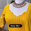 Canary Radiance: Chikankari & Mirror-Work Lehenga Choli Set