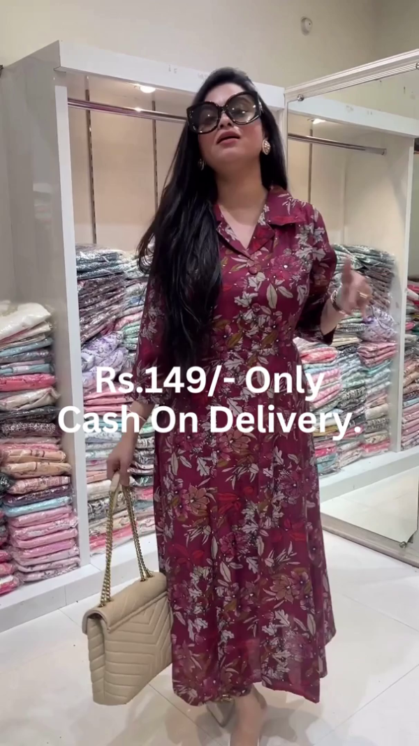 Wine Blossom: Floral Print Fusion Maxi Dress
