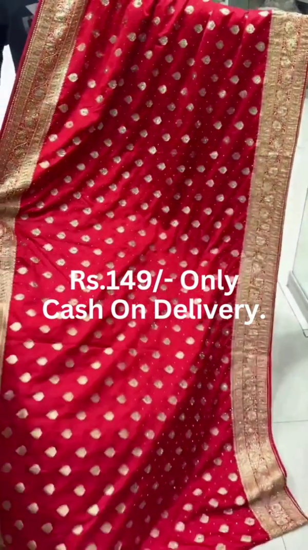8016-1.png Crimson Heritage: Woven Banarasi Silk Festive Saree