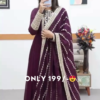 Deep Plum Radiance: Elegant Embroidered Anarkali Tunic & Dupatta Set