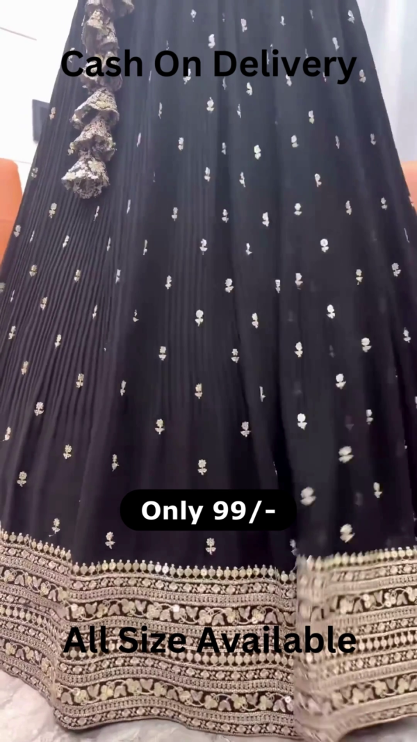 8022-3.png Midnight Shimmer: Heavily Sequined Black & Gold Lehenga Choli Set