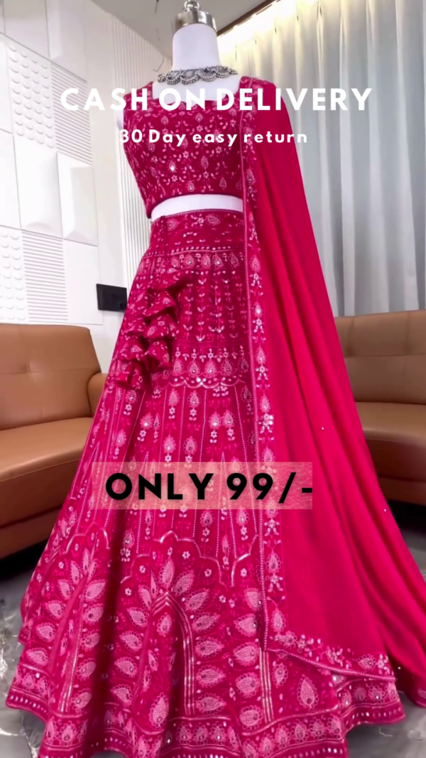 Rani Grace: Chikankari & Mirror-Work Lehenga Choli Set