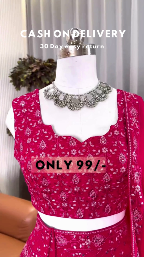 Rani Grace: Chikankari & Mirror-Work Lehenga Choli Set