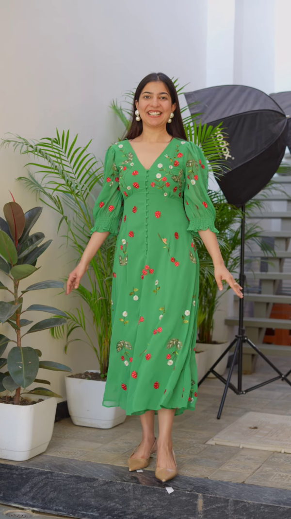 Tropical Bliss Pineapple Embroidered Halter Dress