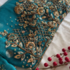 84-2.png Regal Teal Gold Hand-Embroidered Net Dupatta