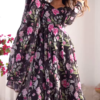 Black Floral Printed Anarkali Set