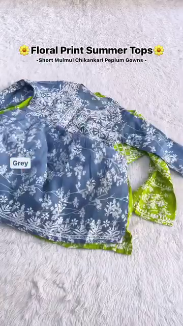 Floral Print Summer Tops – Mulmul Chikankari Peplum Gowns