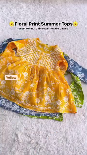 Floral Print Summer Tops – Mulmul Chikankari Peplum Gowns