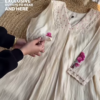 96-1.png Elegant Ivory & Pink Floral Embroidered Flared Dress