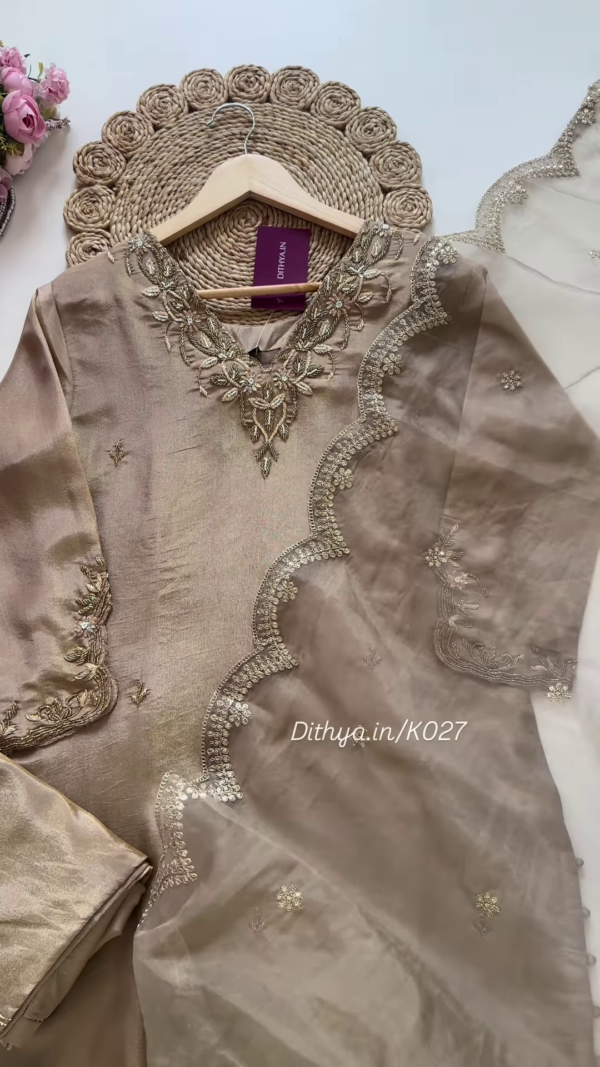 Opulent Gold Embroidered Chanderi Suit Set