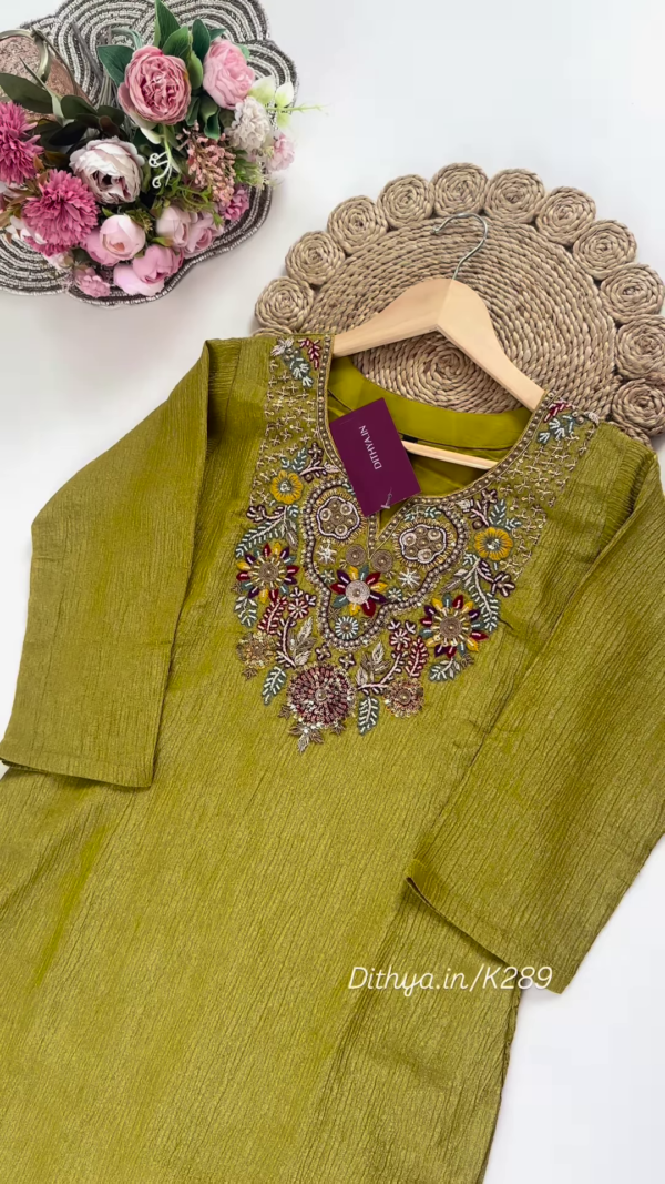 Opulent Olive Green Embroidered Silk Suit Set